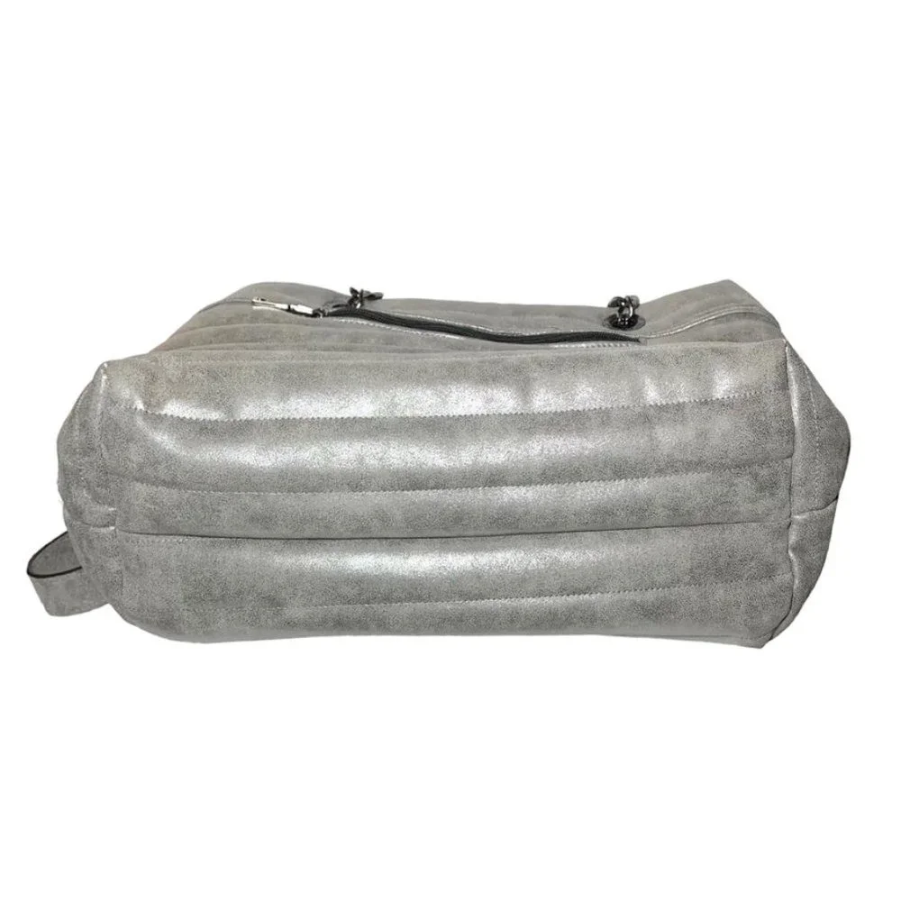 THINK ROYLN Chain Strap Horizontal Stripe Puffy Tote Bag